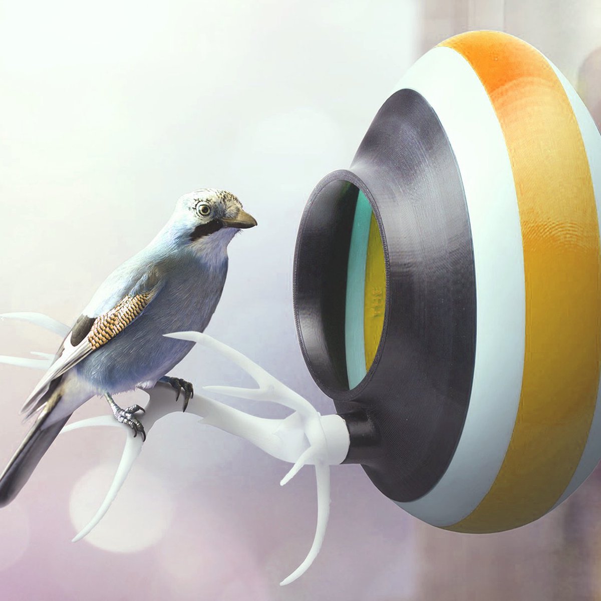Welcome Spring! Get inspired by this bird feeder designed by Printed Nest. Online downloading. #3dprinting #prinnel