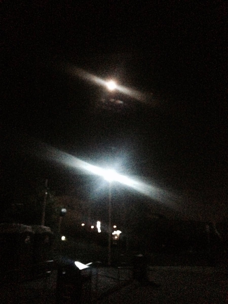pellyd's tweet image. Moonlight, streetlight, and portapotty. #earlyride