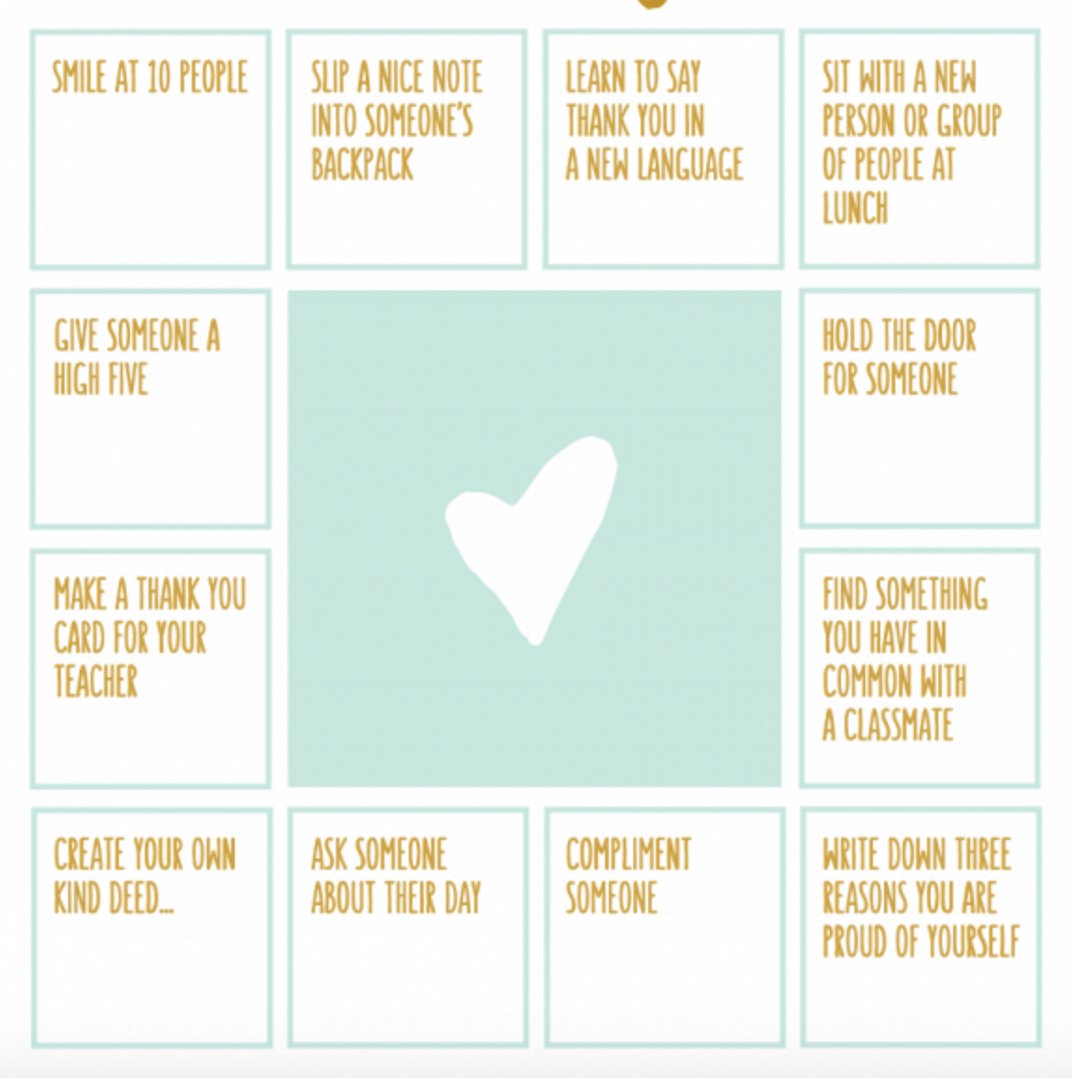 edutopia's tweet photo. Use this bingo-style game as a fun way to encourage random acts of kindness: https://t.co/mPIgMVwsty. #SEL https://t.co/GjYFcHMpQl
