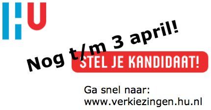 Stel je vandaag nog kandidaat voor de medezeggenschap op de <a href="/HU_Utrecht/">Hogeschool Utrecht (inactief)</a> via verkiezingen.hu.nl! #HUkiest #HU