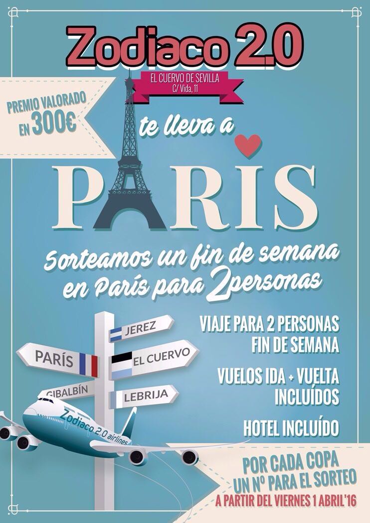 ZODIACOCOPAS's tweet photo. Sorteamos un viaje a París en @ZODIACOCOPAS https://t.co/YvP3jLcb5y