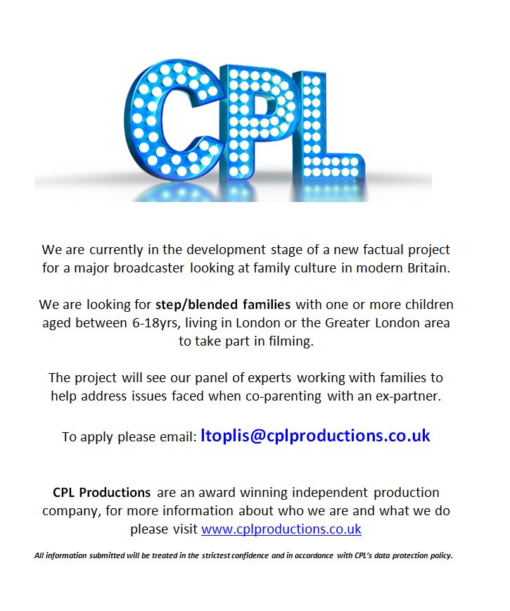 <a href="/TellyCasting/">Telly Casting</a> Are you a Step Family? Need helping resolving issues? Brand new #TVproject wants to hear from you