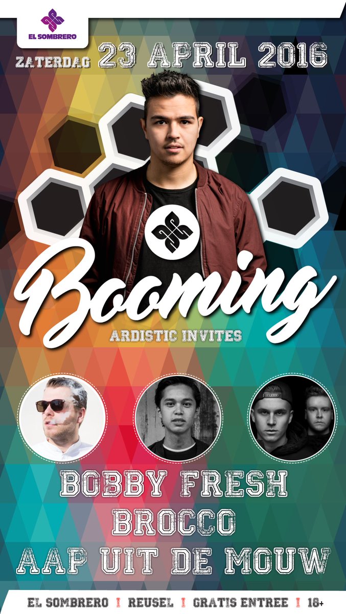 DJArdistic's tweet photo. Booming - Ardistic Invites 💥 
23-4-2016 w/ @aapuitdemouw, @bobbyfreshnl &amp; @djbrocco🎉 
#booming #ardistic #club #dj https://t.co/WiUdcKlPOe
