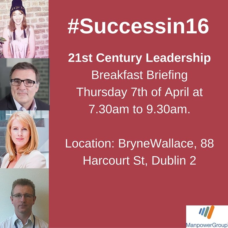ManpowerIreland's tweet photo. Join us at our #Successin16 breakfast briefing: https://t.co/XKz1qn7Hqr #leadership #employers #events https://t.co/rZqmRys3lb