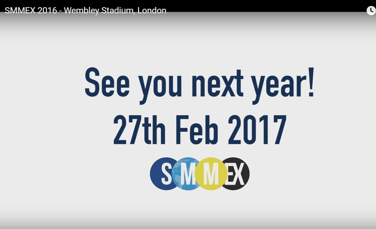 SmmexEvent's tweet photo. The #SMMEX2016 video is now live! Thanks to everyone who made 2016 so great, roll on 2017! https://t.co/0yEtBWvU92 https://t.co/qBhd8IBoEA