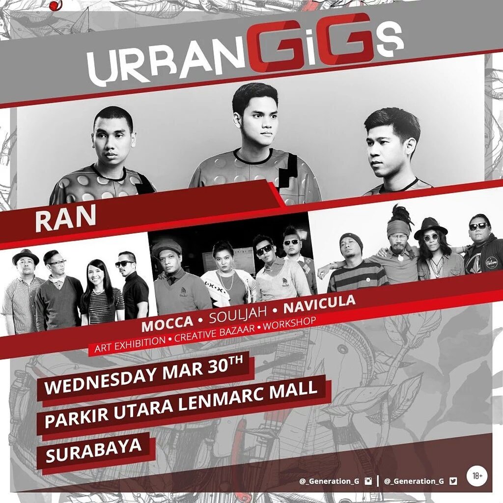 #RANSchedule Rabu 30 Maret 2016 | #UrbanGiGs Surabaya | Parkir Utara Lenmarc Mall Surabaya | 8PM | Free Event
