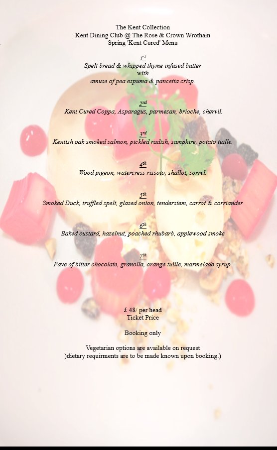KentDining's tweet image. Pop up at the rose and Crown Wrotham with @PaoloRigolli on 14th may, early bookings advisable!