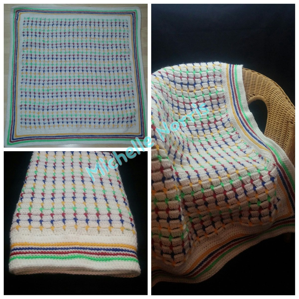 ShellN71's tweet image. Another make by me #crochet #brightbabyblanket