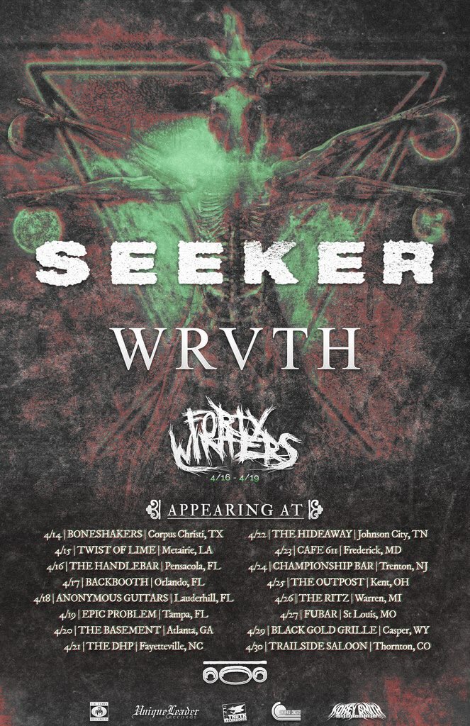 Chris3788's tweet photo. Catch @UniqueLeaderRec artist @wrvthofficial on tour this Spring! #WRVTH #metal #tour #prog #djent #hardcore https://t.co/5nUw3y7pLA