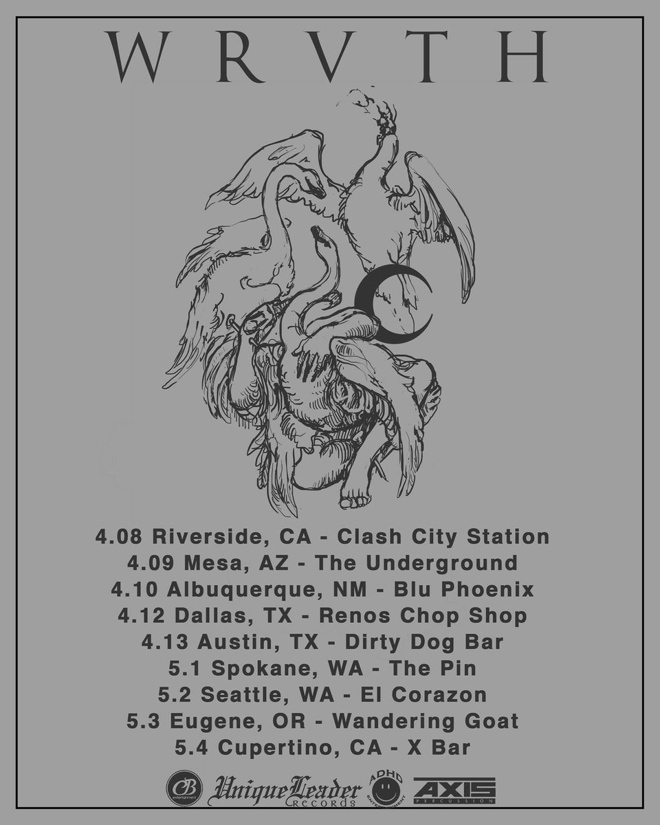 Chris3788's tweet photo. Catch @UniqueLeaderRec artist @wrvthofficial on tour this Spring! #WRVTH #metal #tour #prog #djent #hardcore https://t.co/5nUw3y7pLA