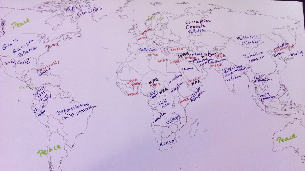 Adlfox's tweet photo. The World map according to the news :( I feel bad and worry about it.. #attack #terrorisme #world #news #attentats https://t.co/ZNsDaUE0F4