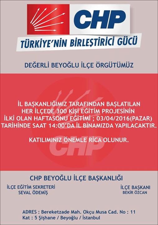BeyogluIlce's tweet photo. Chp Beyoğlu Üyelerimizin dikkatine: https://t.co/Q2MynKVZJP