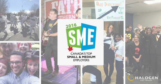 HalogenSoftware's tweet photo. We're honoured to be named one of Canada's Top 100 Small &amp; Medium Employers for 2016! The #halogenlife is a good one https://t.co/pJiPEQPe2j