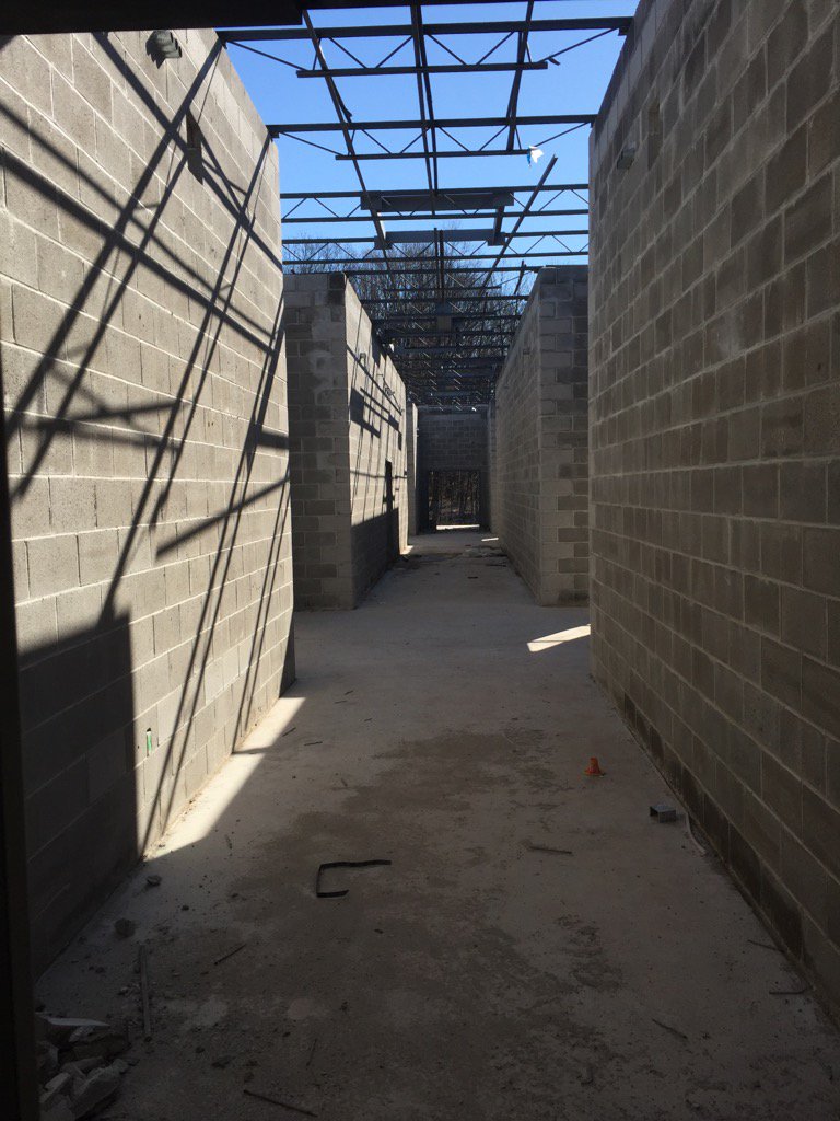 MenloParkSchool's tweet photo. A look down our new hallway! Making progress! #menloaddition https://t.co/baAf7rSMfQ