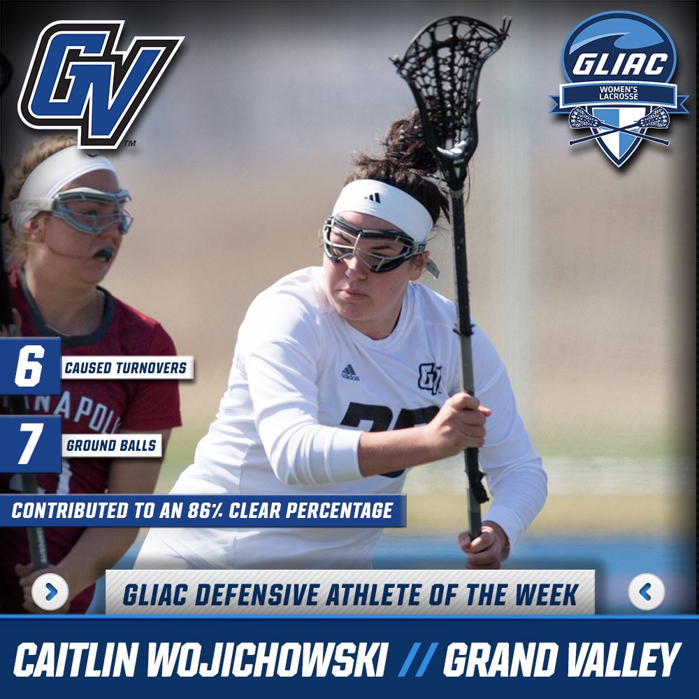 GLIACsports's tweet photo. #GLIAClax Athletes of the Week

Caitlin Wojichowski - Grand Valley St.

Week 5 - Defensive Player https://t.co/kkFZe5P4rR