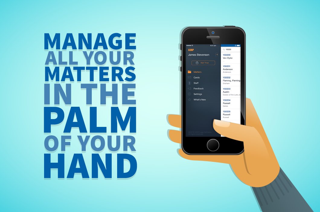 LEAP4Lawyers's tweet photo. Manage all of your matters in the palm of your hand with #LEAPMobile. https://t.co/K5Iuz39zP1 #LEAPLegalSoftware https://t.co/VkwClEhMIT