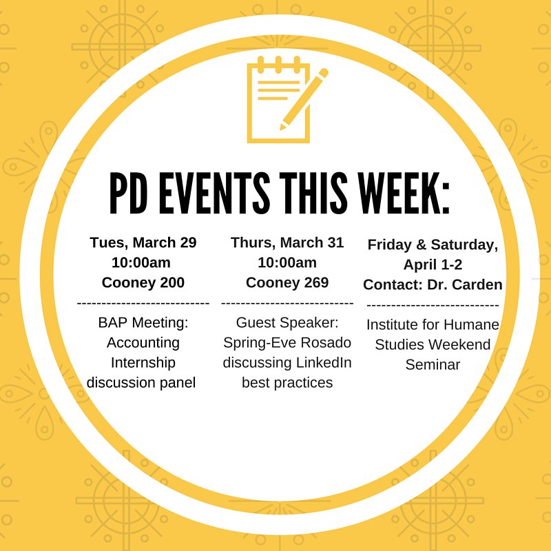 BrockSuccess's tweet image. Check out the PD Events for this week! #PDevents