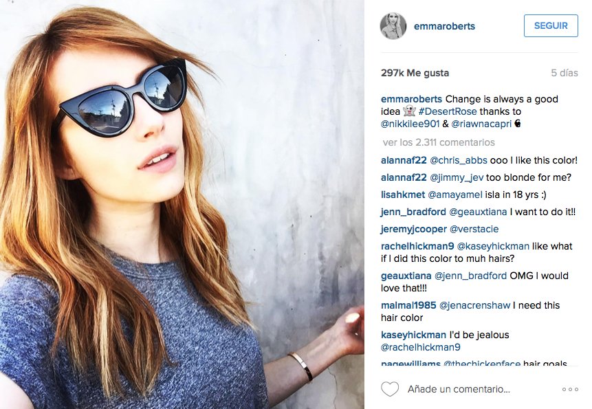Emma Roberts se apunta a la tendencia 'strawberry' con el tono de pelo #DesertRose bit.ly/20pX3KP
