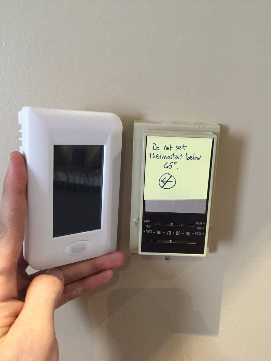 HillYork's tweet photo. Talk about an #upgrade! No #stickynote needed for the new #smartthermostat from @HillYork #hvaclife #PirMotionSensor https://t.co/cV1eVCk1Xz