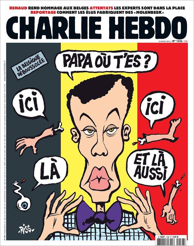libe's tweet photo. Attentats de Bruxelles : la une de «Charlie Hebdo» à base de Stromae et de membres… https://t.co/oclynyOqaZ https://t.co/DJBPosRap2