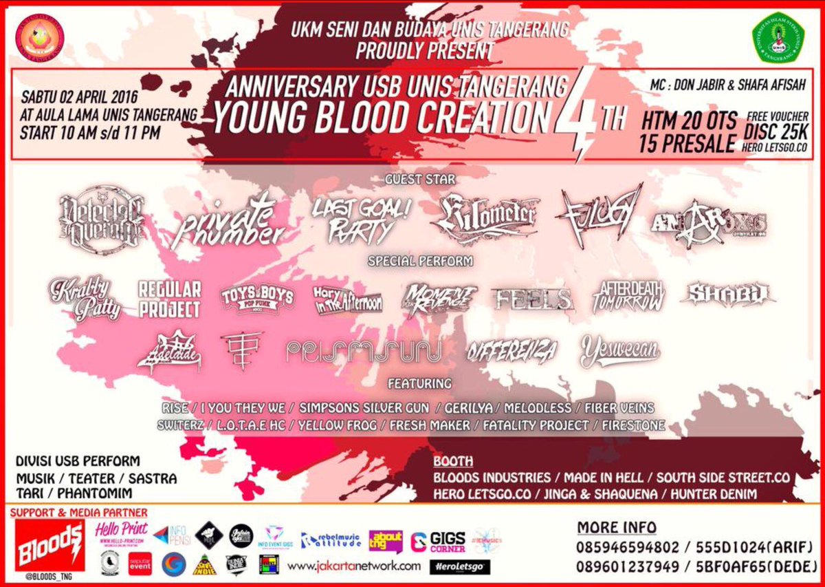 Jangan lupa ya hari sabtu, 2 April 2016 kita perform di acara anniversary 4th <a href="/usb_unis/">Ukm Seni Dan Budaya</a>