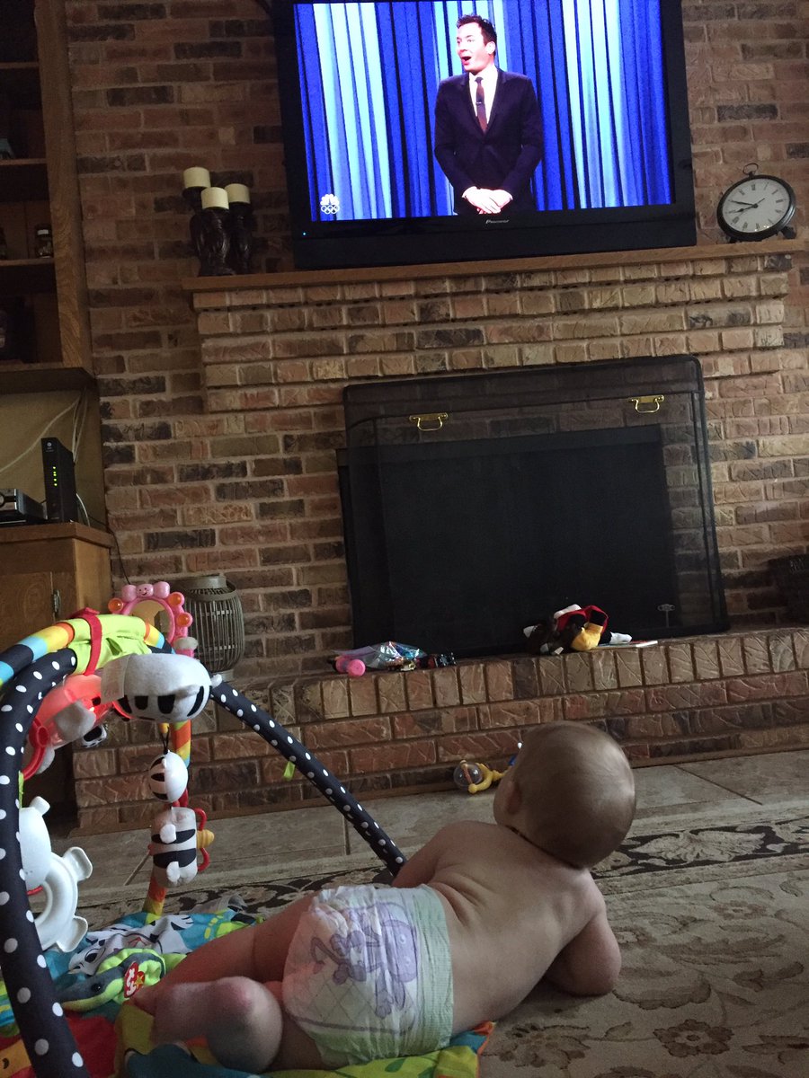 Hey <a href="/jimmyfallon/">Jimmy Fallon</a> ! My six month old, Todd, loves watching you as much as I do! #jimmyfallon #weloveyoujimmyfallon