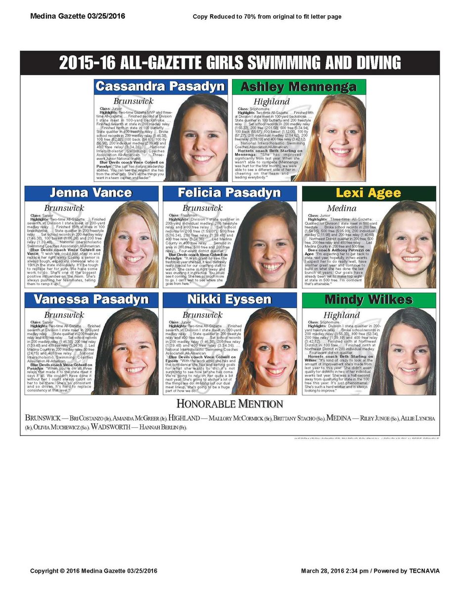 BeesSwimming's tweet photo. Congrats 2 @AlexisAgee2!All-@MedinaGazette Team! #loadedLINEUP #machines @c_pasadyn @_AshleyMennenga @vanessapasadyn https://t.co/JHOkHIiy2p