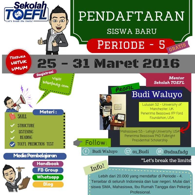 informasi sekolah TOEFL, cek cek yuk.. <a href="/SekolahToefl/">Sahabat ST</a> <a href="/01_budi/">Budi Waluyo, Ph.D.</a>