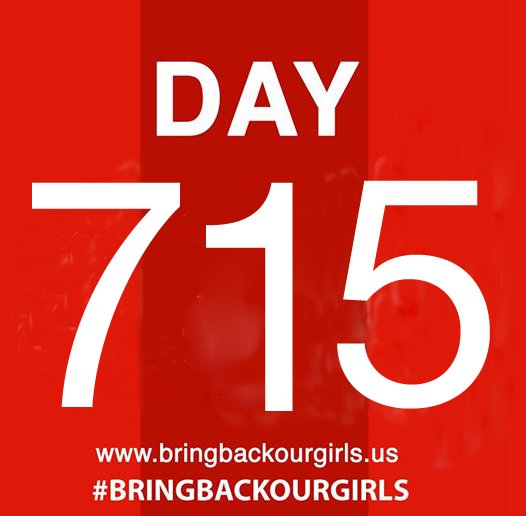 715 DAYS-1 YEAR +350 DAYS since the #ChibokGirls were kidnapped. Demand #BringBackOurGirls! We will not be silenced.