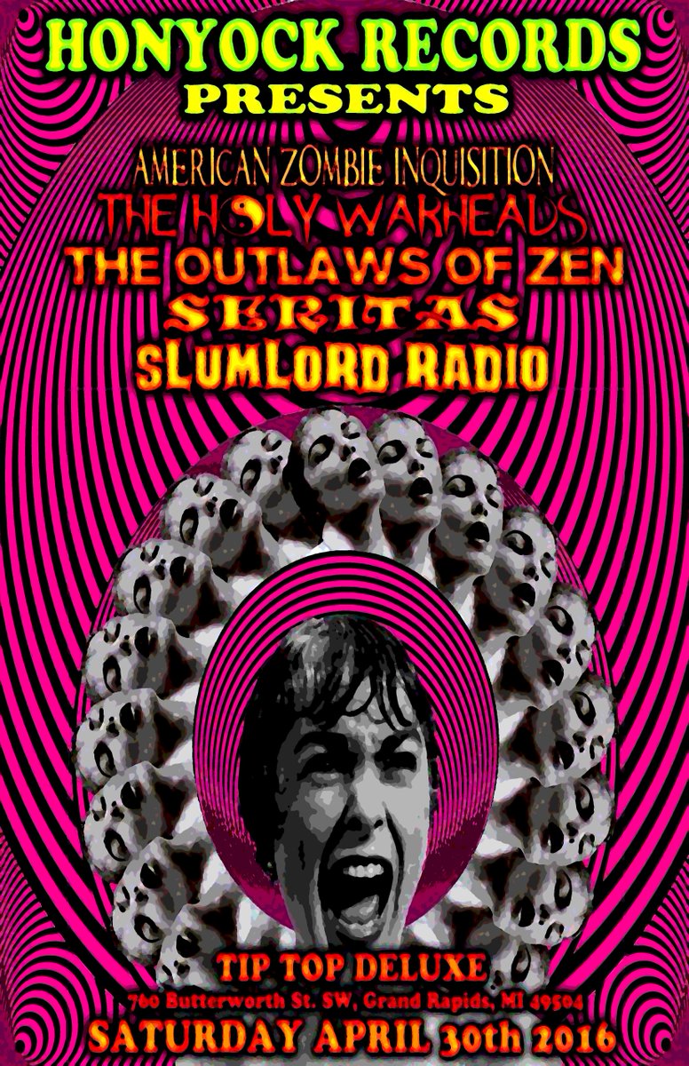 HolyWarheads's tweet photo. April 30 2016 @TIPTOPDELUXEBAR @Slumlord_Radio @TheOutlawsOfZen @seritasband @HonyockRecords #thesewarheadsareholy https://t.co/N0K8YpY7A2
