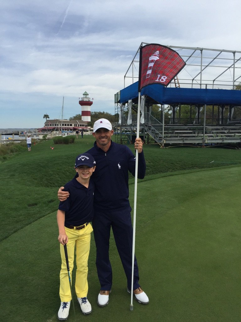 jteater12's tweet photo. #Buckets! RT @JByrdpga: Fun day! Jackson made birdie on 17! Thank you @RBC_Heritage for a fun day #firstteetime https://t.co/kIzKzgP4WM