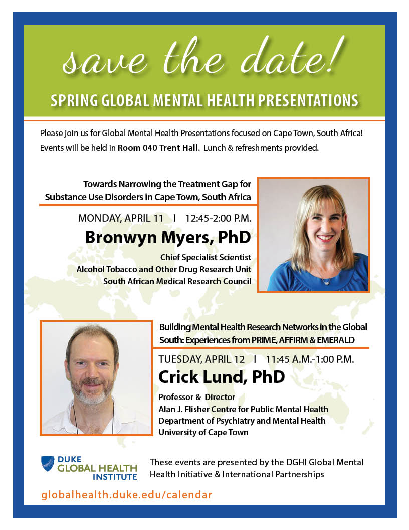 DukeGHI's tweet photo. #GlobalMentalHealth talks @DukeGHI April 11 &amp; 12. Focus on #CapeTown #SouthAfrica https://t.co/76kcnKmwhD