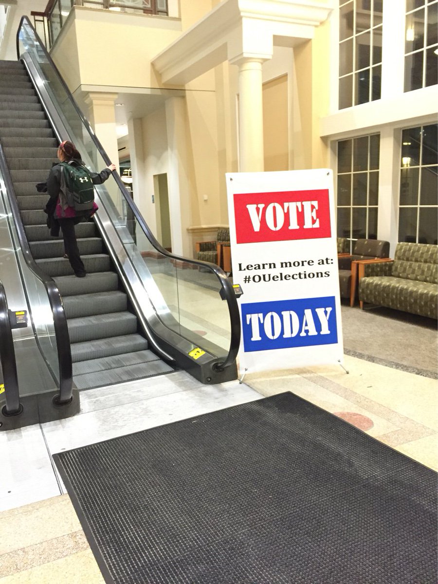 OHIOUSenate's tweet photo. More conveinent for you to vote in person? Stop by Baker to vote for your 2016-17 Senators! #OUelections https://t.co/wDfOECwW8F