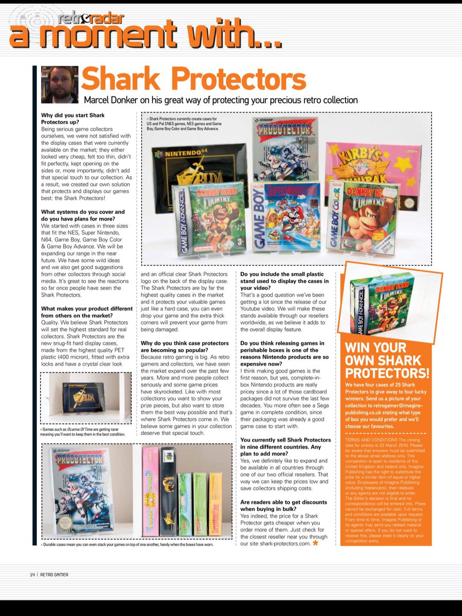 gamesconnection's tweet photo. Great feature on the Shark Protectors in this months @RetroGamer_Mag 

#retrogamer_mag #Sharkdisplaybox #retro https://t.co/QrxR4lC5bz