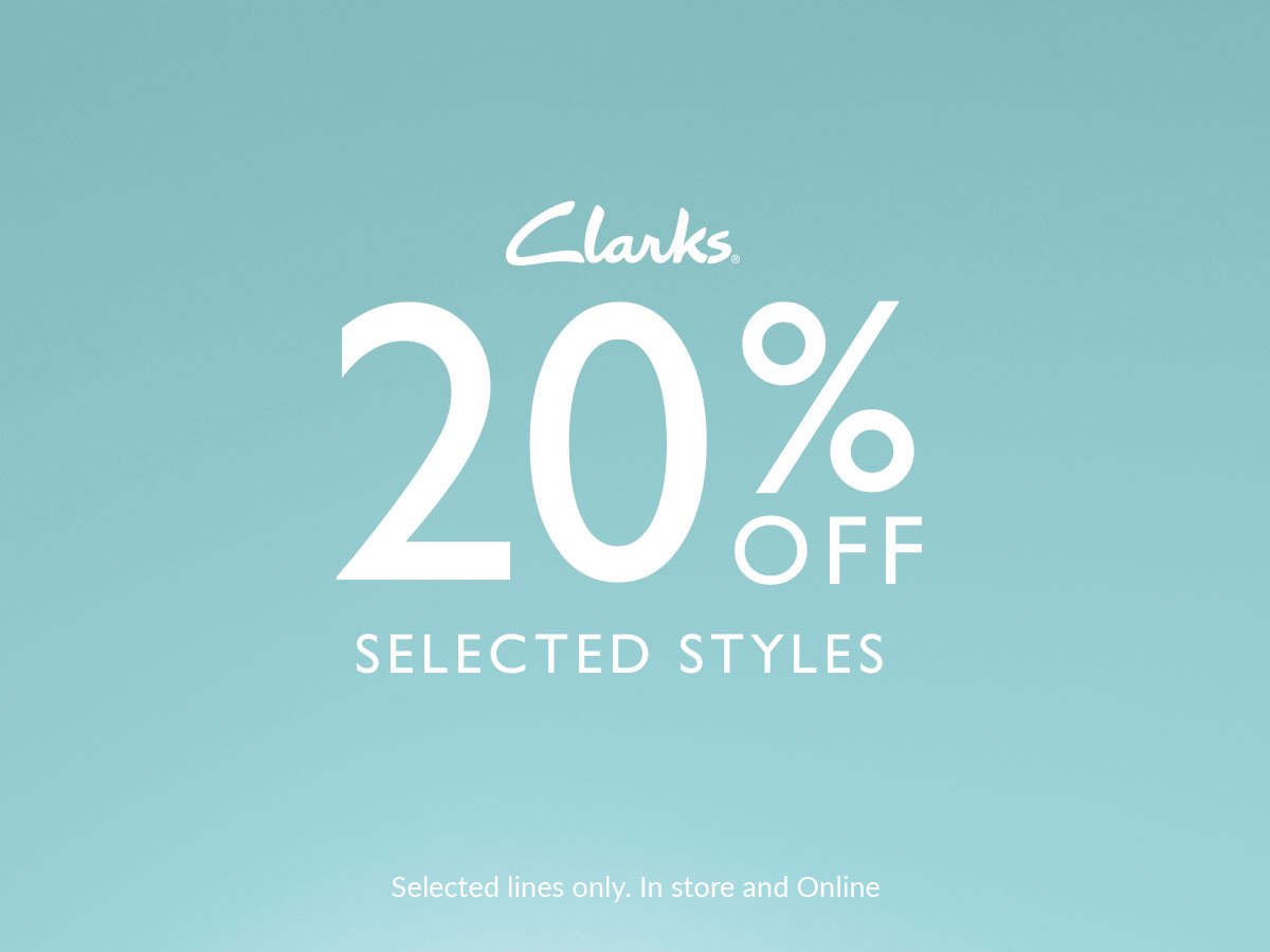 DarwinShopping's tweet photo. Shop 20% off selected styles at @clarksshoes for a limited time only! #SpringFashion #SpringFootwear https://t.co/2i5nRZ5tLL
