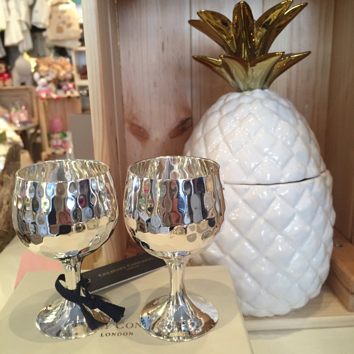 cassiopeiagifts's tweet photo. It's #pineapples and #liqueurs today. No there is no connection, but hey they look nice together. #silvergoblets https://t.co/YaqzD5ZnGL