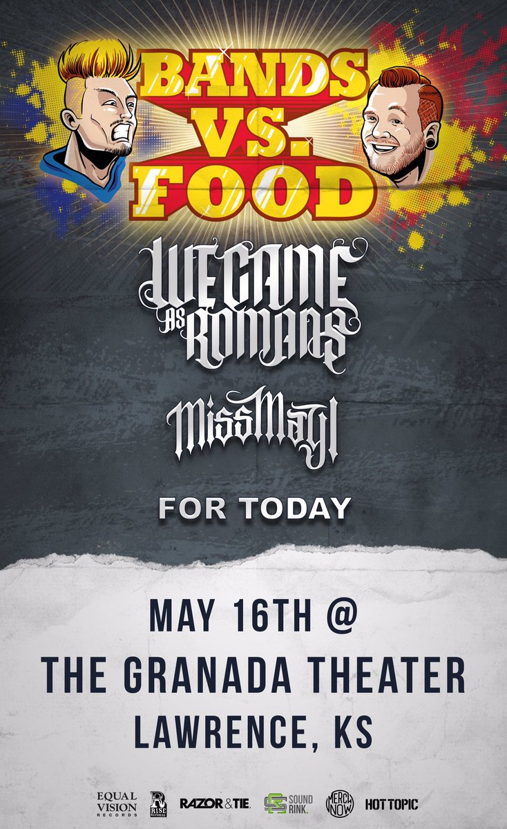 New show added: Lawrence, KS 5/16 w <a href="/wecameasromans/">We Came As Romans</a> and <a href="/fortodayband/">For Today</a> #missmayi #deathless