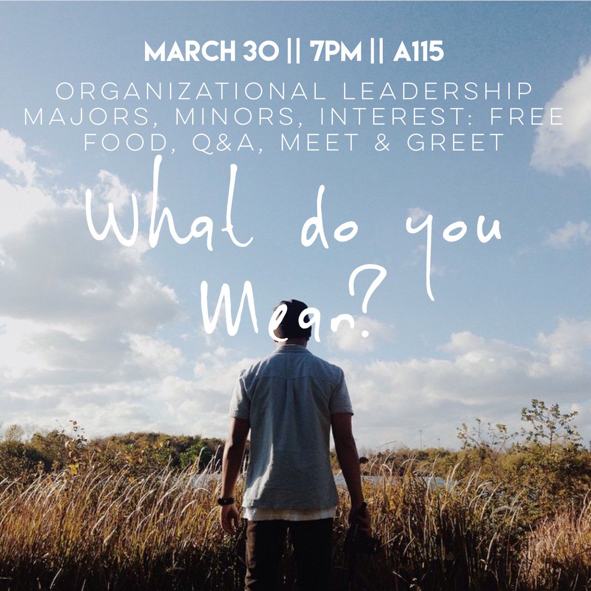 kaylamichellis's tweet photo. Come hang out with us tomorrow night if you're at all interested in Organizational Leadership! We'll have free food! https://t.co/6gwm70ShL7