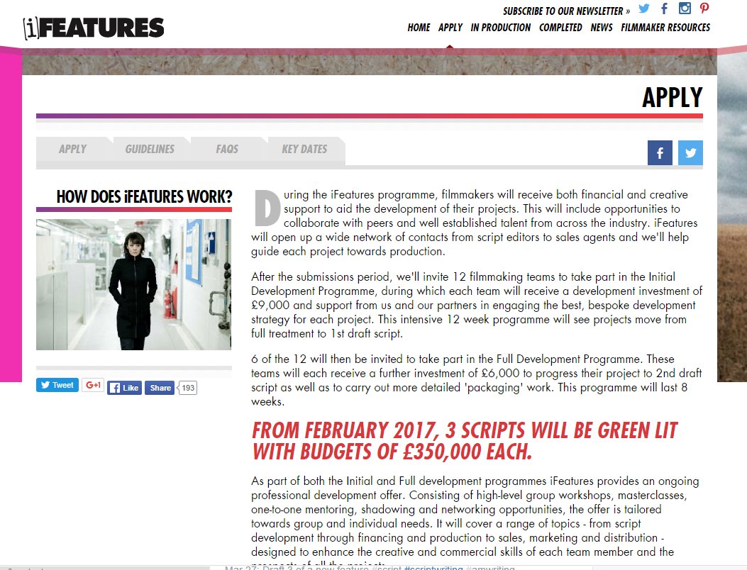 Good luck to all those like us submitting a project to <a href="/iFeaturesUK/">iFeatures</a> this year! #indiefilm