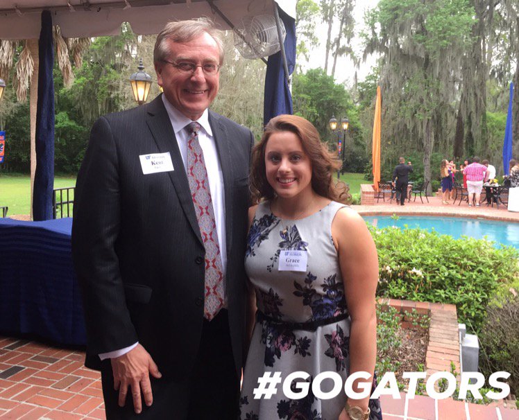 GatorsGym's tweet photo. UF Presidential Service Award ceremony going on now - @Gracie_Mac95 honored by @PresidentFuchs for contributions https://t.co/SzAwxAxGQK