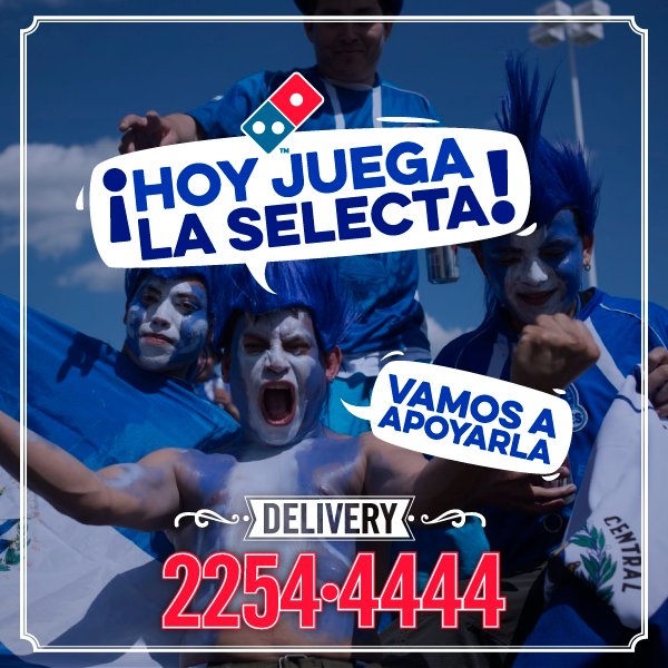 Dominos_SAL's tweet photo. Disfruta del partido con una deliciosa #DominosPizza #ComparteElSabor Llama ya al 2254-4444 #FanaticosDelFutbol https://t.co/L9BTXWw6fw