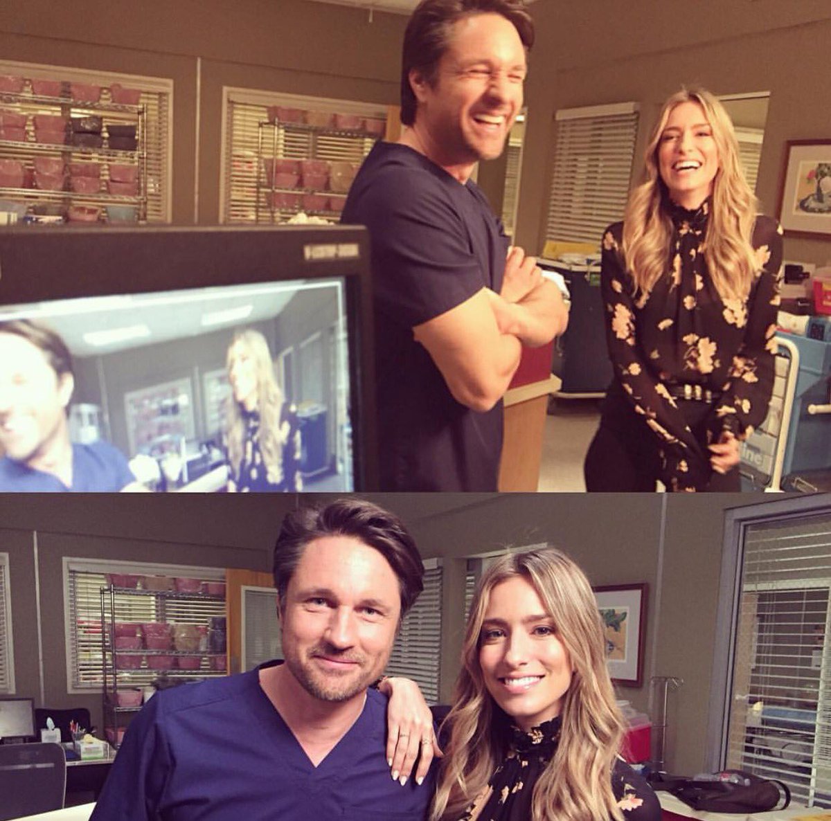 extratv's tweet photo. Tough assignment hanging out with hot doc @martinhenderson at @GreysABC! #GreysAnatomy https://t.co/QsugkRHuWH