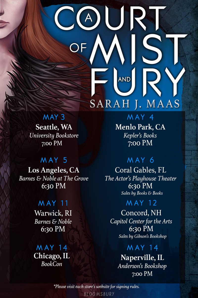 bloomsburykids's tweet photo. Announcing @SJMaas's US tour for A COURT OF MIST AND FURY! We can't wait to see you there! https://t.co/EMSDJEYAOb