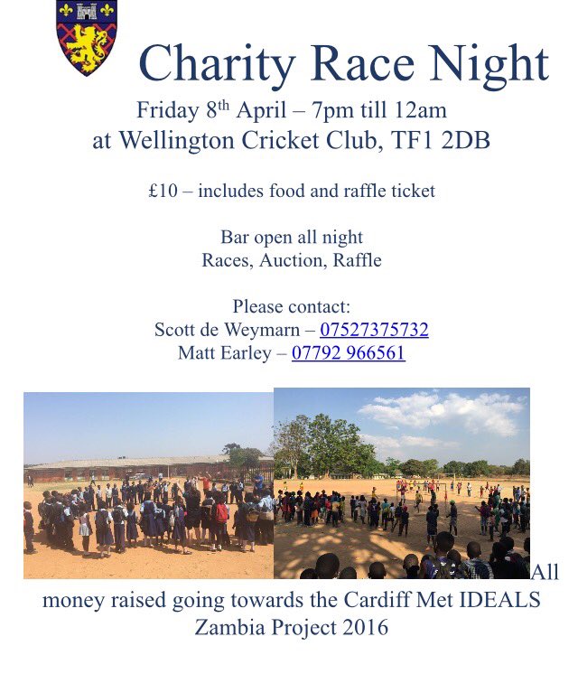 scottdeweymarn's tweet photo. Race Night at @wellington_cc on Friday 8th April. All ages welcome bring friends, family. #charity #zambia #WCC https://t.co/uzgX9j9NCC