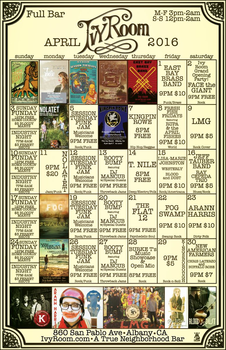 ivyroomalbany's tweet photo. Check out the #IvyRoomAlbany April calendar! https://t.co/uDdPimKrN3