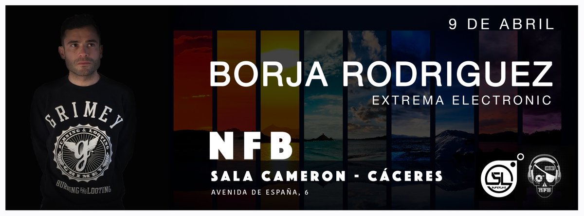 Último avance para la próxima #NFB
Sábado 9 de Abril
Sala Cameron - Avenida de España, 6
CÁCERES
<a href="/_BorjaRodriguez/">Borja Rodriguez</a>