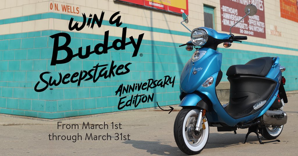 ONLY 3 Days LEFT TO WIN A BUDDY!
Come in to our dealership and enter for a chance to win a BuddyAnnyversary Edition!