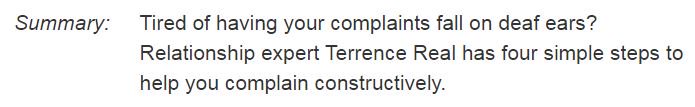 intentinsights's tweet photo. Relationship expert #TerrenceReal on how to complain constructively to your partner at https://t.co/xr88vMoA3l https://t.co/SoF3ypR8Gw