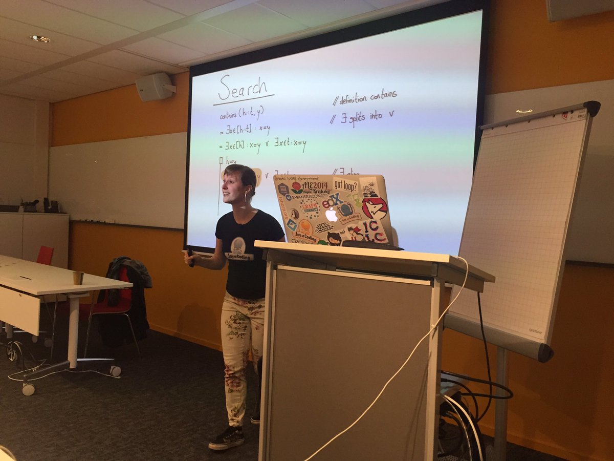 twijs's tweet photo. 'Programming by Calculation' - enthousiaste intro functioneel programmeren door @Felienne bij #domcode @SURFnet https://t.co/c7UKXhefmL