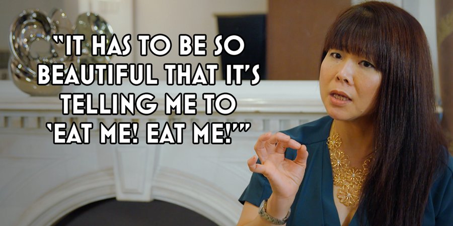 BritishBakeOff's tweet photo. #GBBOCreme judge Cherish Finden is on the lookout for a sentient pastry. She'll be hard to impress. https://t.co/zqAAORJV1H
